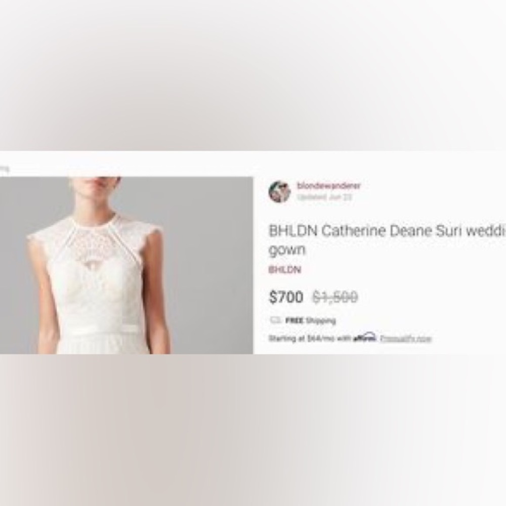 BHLDN Catherine Deane Suri Wedding Gown - Size 4.  Original $1600